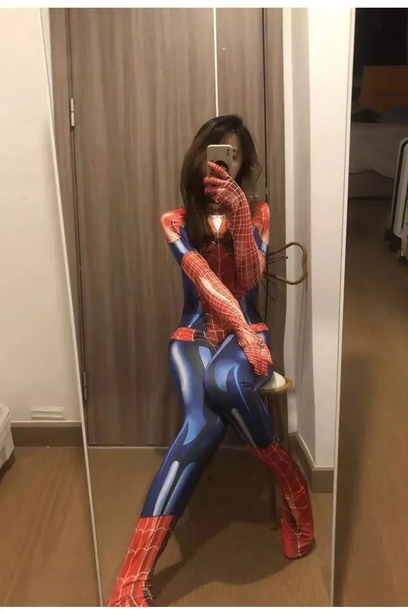 Sexy Black Cat Superhero Cosplay Costume – Spider-Woman 3D Printed Jumpsuit for Girls Halloween & Christmas