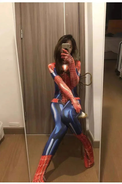 Sexy Black Cat Superhero Cosplay Costume – Spider-Woman 3D Printed Jumpsuit for Girls Halloween & Christmas