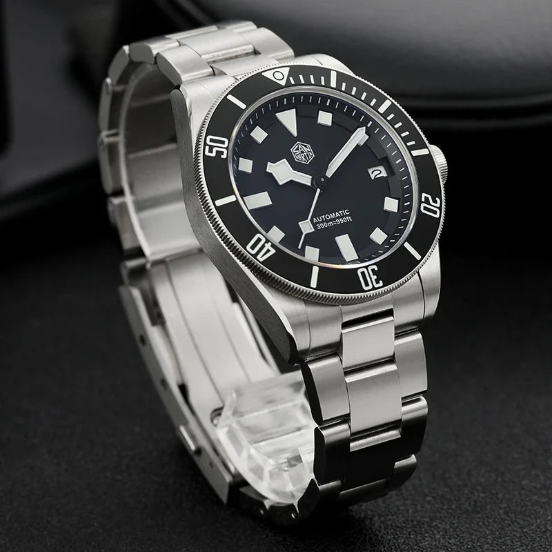 San Martin SN0121T Titanium Diving Watch – NH35 Automatic, Grade 2 Titanium, 120-Click Bezel, 300M Waterproof Wristwatch