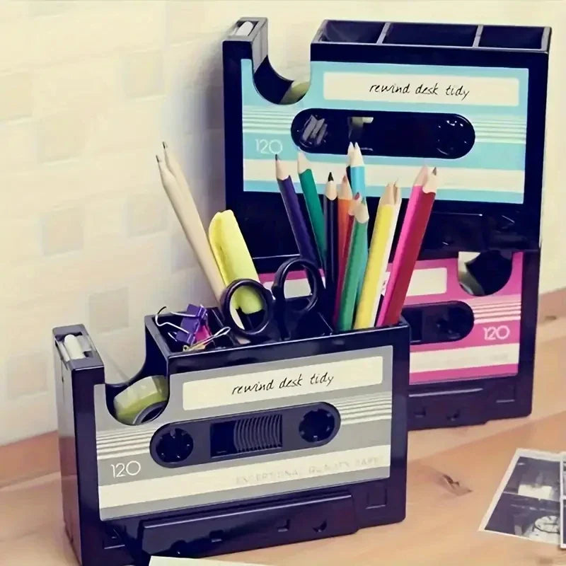 Miniso Retro Pop Tape Pen Holder – Multifunction Desktop Stationery Organizer Gift
