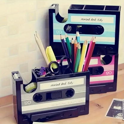 Miniso Retro Pop Tape Pen Holder – Multifunction Desktop Stationery Organizer Gift
