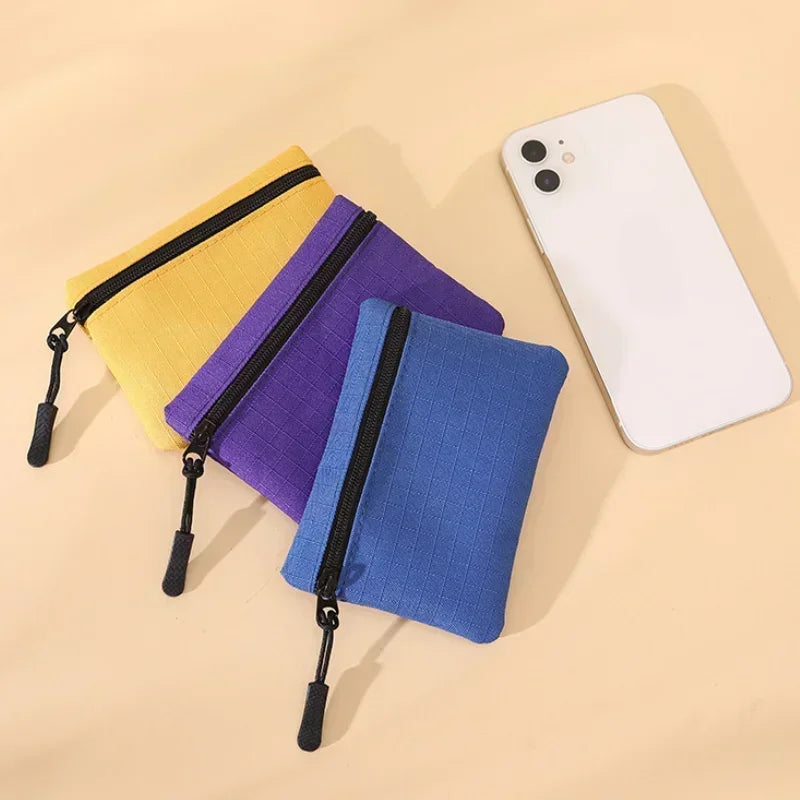 Canvas Mini Coin Purse with Zipper – Cute Solid Color Key & Money Pouch for Kids, Women & Men