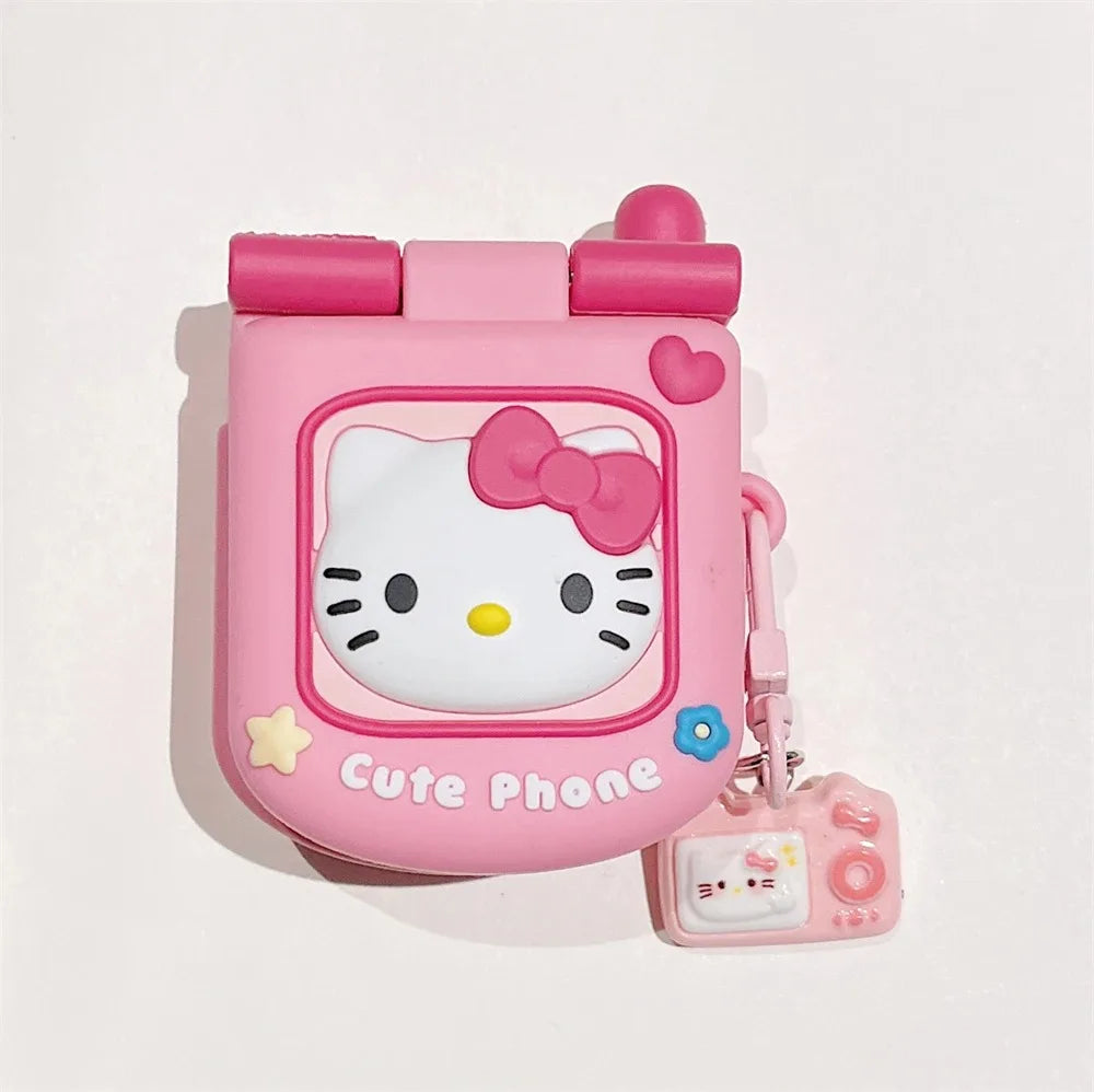 AirPods 1/2/3/4 Pro/Pro2 Silicone Case – 3D Hello Kitty Cartoon Headphone Box with Retro Mirror KT Cover