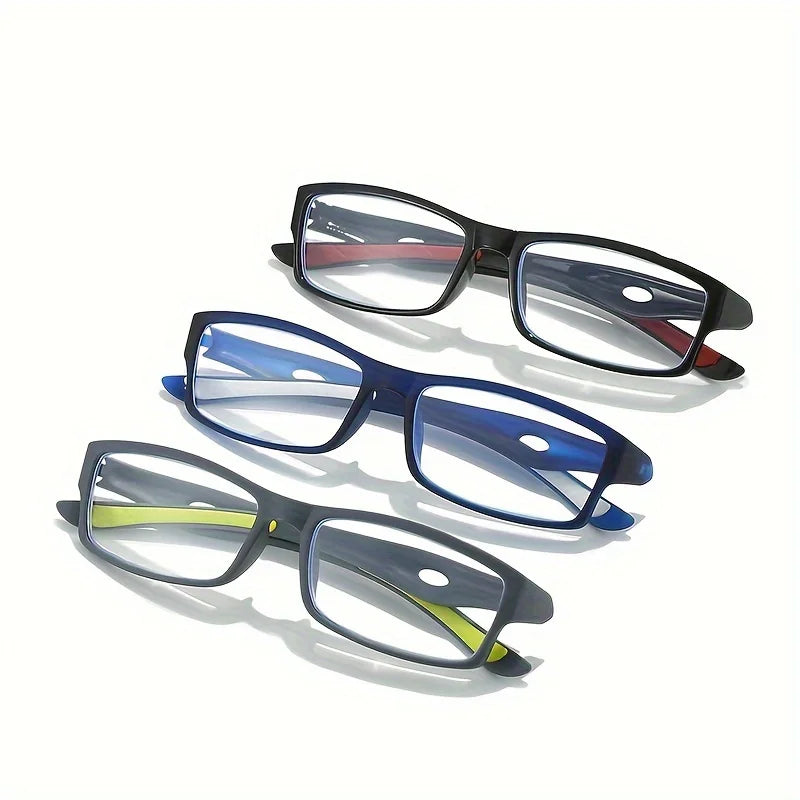 5PCS Sport Style Non-Prescription Reading Glasses – Anti-Blue Light Rectangular Full Rim Eyewear with PC Frame