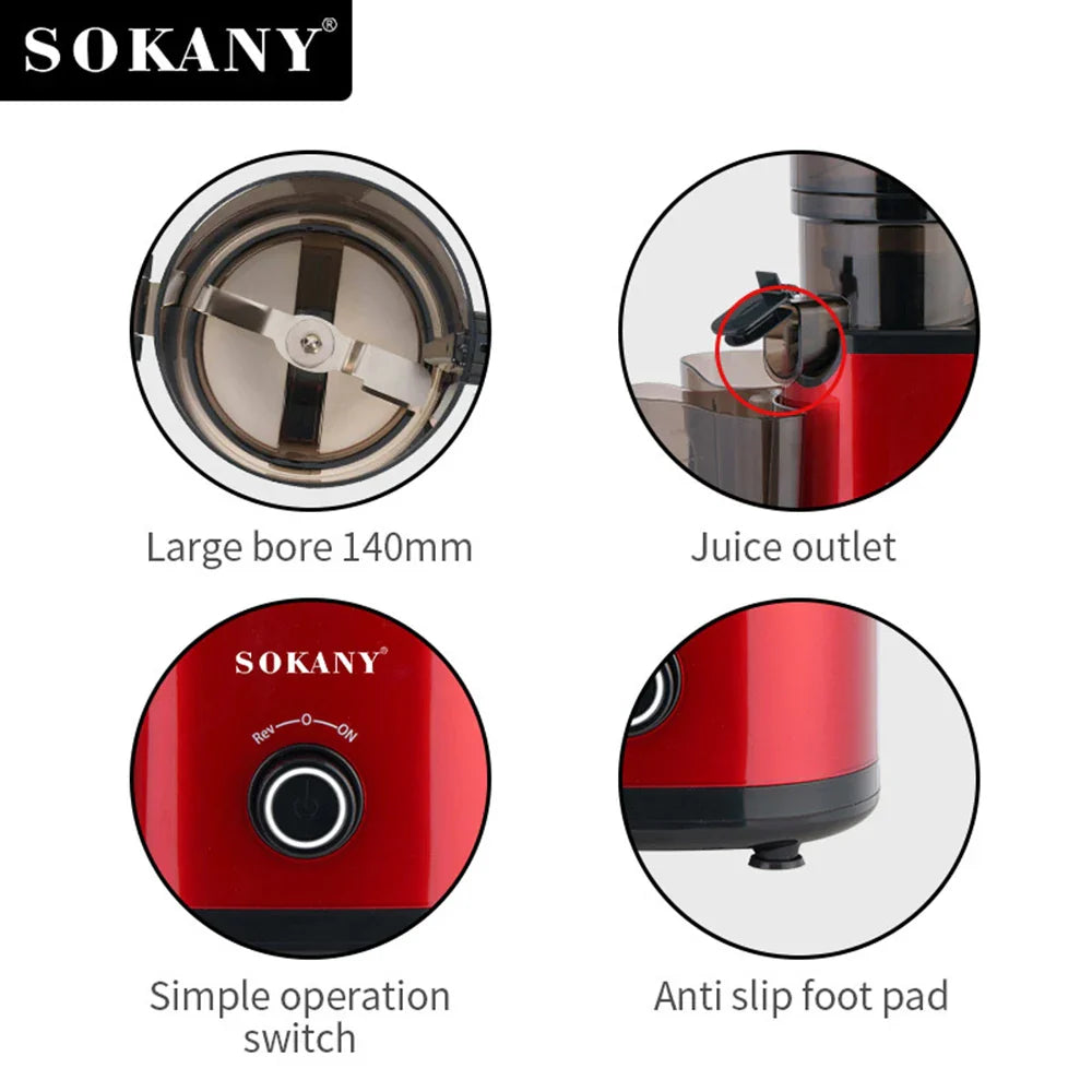 Cold Press Juicer — Slow Chewer with 140mm Large Bore Feed for Whole Fruits & Vegetables, Easy-Clean Design