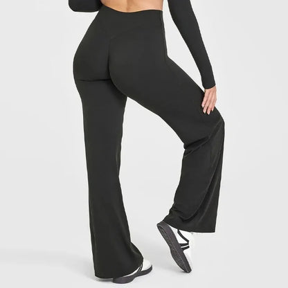 Women’s Ultra Soft Butter Yoga Pants – Mid Waist Straight Leg Sports Trousers for Gym, Pilates & Running