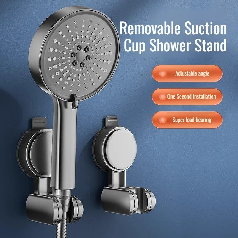 360° Adjustable Shower Head Support – Suction Cup Holder with Plating for Bathroom Wall Mount and Shower Rail