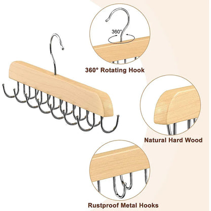Wooden Belt Rack – Women’s & Men’s Clothes Storage Hanger for Belts, Scarves, Ties, and Wardrobe Organizer