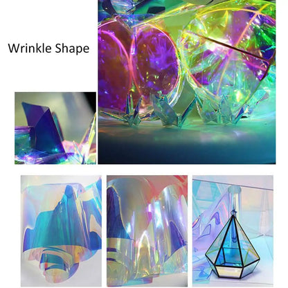 Iridescent Window Film - 2/3/5 Meter PVC Transparent Rainbow Color Glass Vinyl, Holographic Glossy Colorful Window Tint for Home