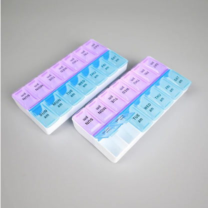 Weekly 14-Grid Pill Box – Portable 7-Day Organizer for Tablets, Vitamins & Medicine Storage Container