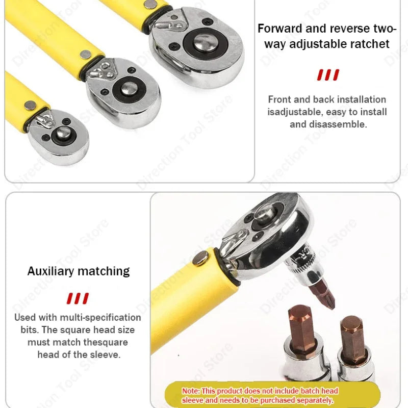 3/8” Bidirectional Torque Wrench — 5-60/19-110/10-140N·m Preset Tool for Bicycle, Motorcycle & Car Repair