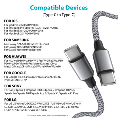 Type-C to Type-C PD 60W Fast Charging & Data Cable — 3M/5M/8M/10M Extension for iPhone 15 Pro Max, Huawei, Xiaomi, Samsung