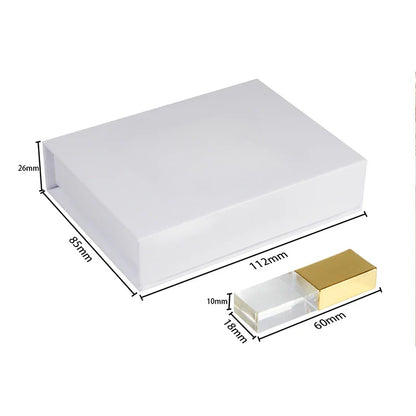 USB 2.0 Crystal Flash Drive - 4GB-128GB High-Speed Memory Stick, Wedding Gift & Photography Pendrive