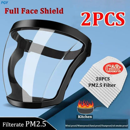 Full Face Protector Shield: Transparent Facial Protective Screen - Work Protection Mask for Kitchen Accessories & Gadgets