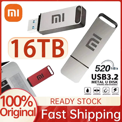 Xiaomi 16TB USB 3.2 Flash Drive — High-Speed Portable SSD Pen Drive, Metal Type-C, Waterproof Memory U Disk