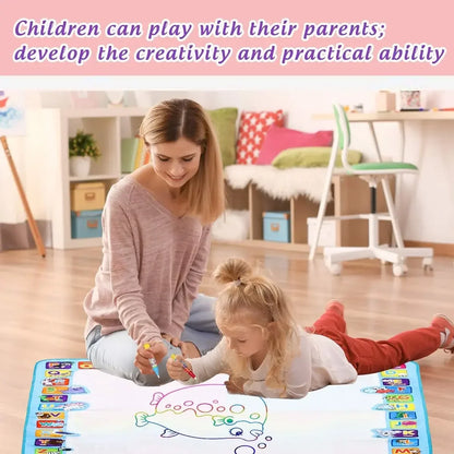 Magic Water Drawing Mat - Reusable Doodle Coloring Board with Magic Pens for Kids