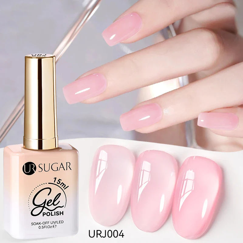UR SUGAR 15ml Jelly Milky White Gel Polish – Translucent UV Soak Off Nail Art Varnish Semi-Permanent Fashion Nail Color