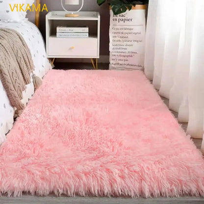 VIKAMA Silk Wool Solid Color Rug – Soft, Non-Slip, Washable Mat for Living Room, Bedroom, Bedside & Sofa – Light Luxury, Dirt-Resistant