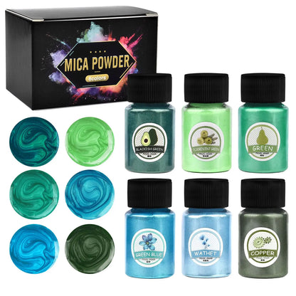 6 Color Pearl Powder Pigment Set for DIY Epoxy Resin, Pearlescent Colorant Dye for Jewelry Making and Mold Accessories