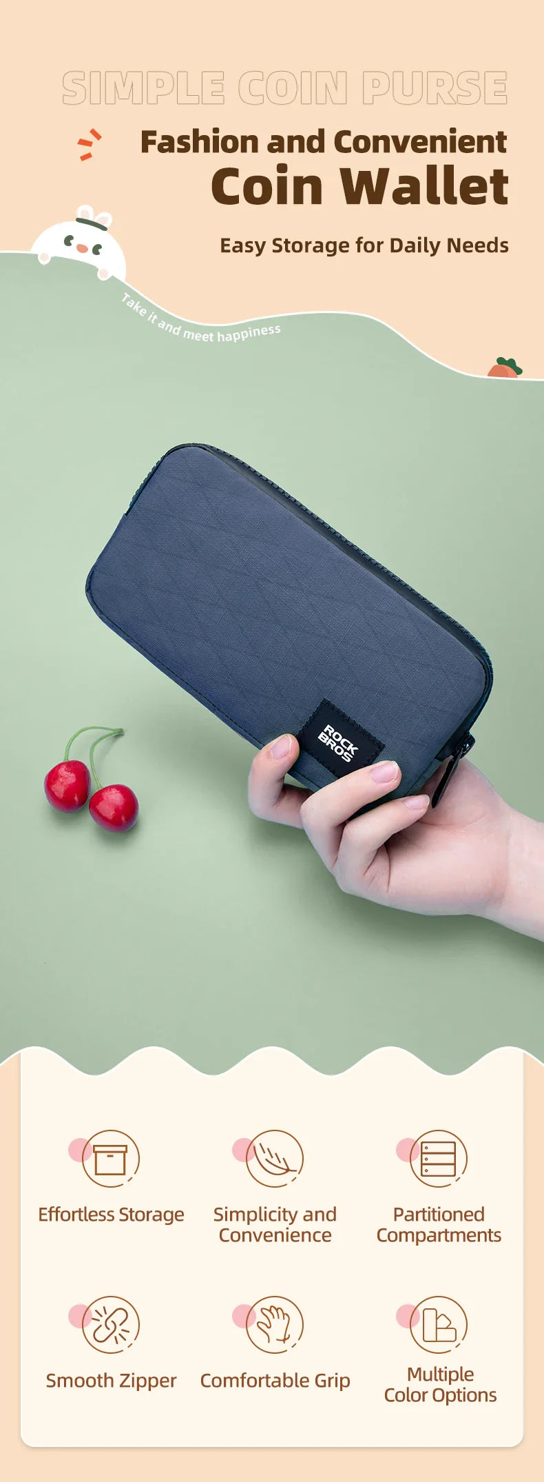 ROCKBROS Cycling Phone Bag — Lightweight Portable Handbag for Daily Use, Coins, Wallet & Commute Storage