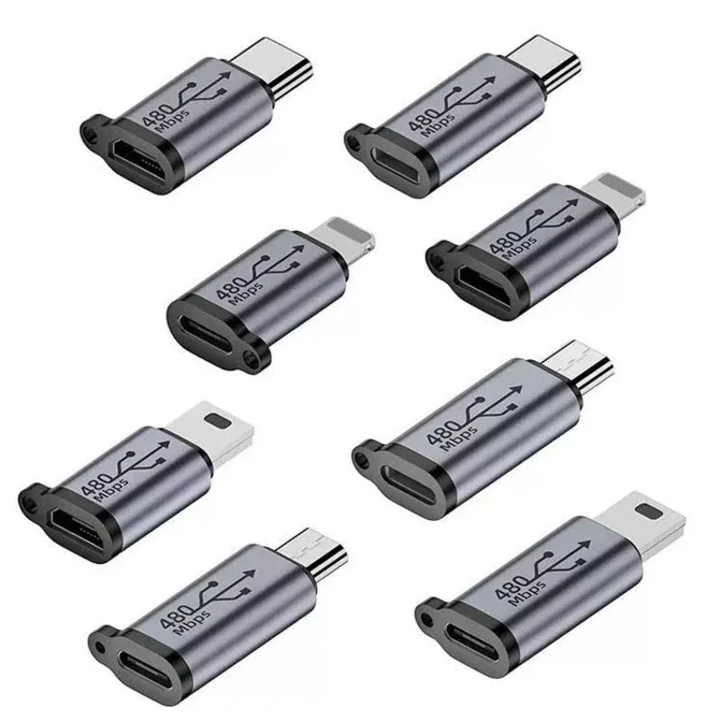 Multi Connector Adapter - Type C Female to Mini USB, Micro USB & iOS Conversion Adapter for Universal Device Compatibility