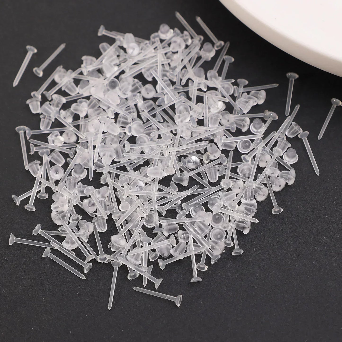 50–1000PCS Invisible Silicone Earring Backs – Soft Plastic Stud Pins for DIY Jewelry & Piercing Retainers