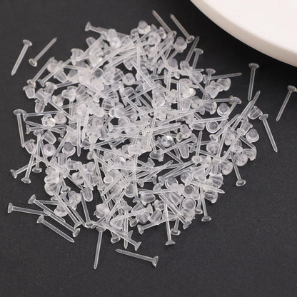 50–1000PCS Invisible Silicone Earring Backs – Soft Plastic Stud Pins for DIY Jewelry & Piercing Retainers