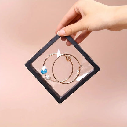 10PCS Transparent Floating Display Box Set – Clear Plastic Film Jewelry & Collectible Storage Cases for Rings, Necklaces & Accessories