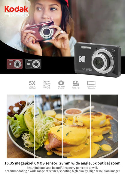 KODAK PIXPRO FZ55-RD 16MP Digital Camera – 5X Optical Zoom, 28mm Wide Angle, 1080P Full HD Video, 2.7" LCD Vlogging Camera