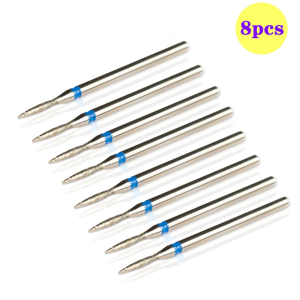 8pcs Diamond Nail Drill Bit Set - Rotary Electric Milling Cutters for Pedicure, Manicure, Cuticle Burr & Nail Tools Accessories