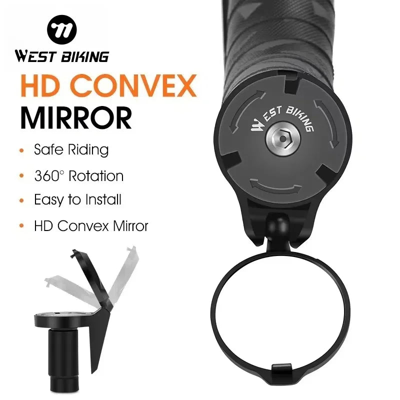 WEST BIKING Adjustable Bicycle Rearview Mirror – Universal Convex Handlebar End Mirror for MTB & Road Bikes