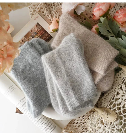Women’s Wool Winter Socks — Thick Warm Medium Tube Rabbit Hair & Cashmere Socks for Autumn/Winter