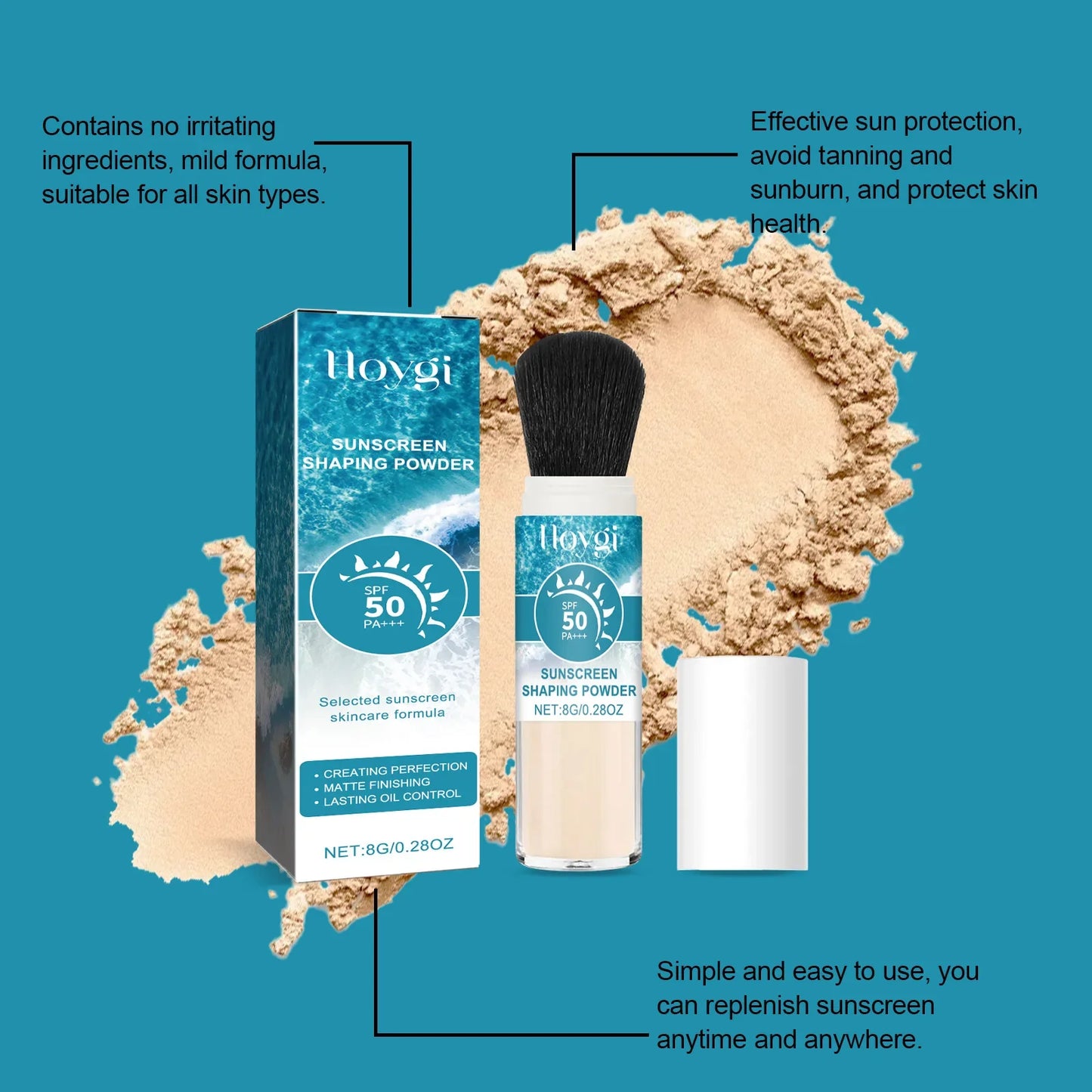 SPF50 Sunscreen Loose Powder – Full Coverage, Waterproof, Oil-Control Matte Setting Powder with Pore Blurring Sunblock