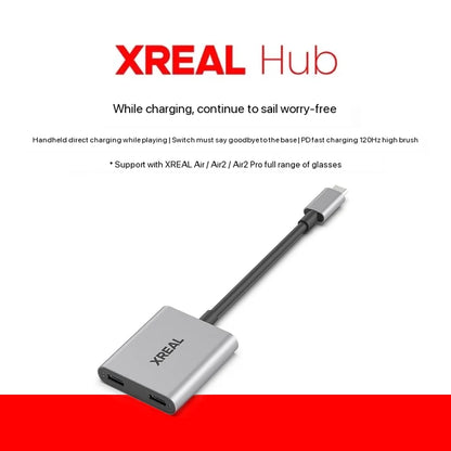 XREAL Hub 2-in-1 USB-C Adapter – 120Hz Fast Charging & Video Converter for XREAL AIR 2, PS4, PS5