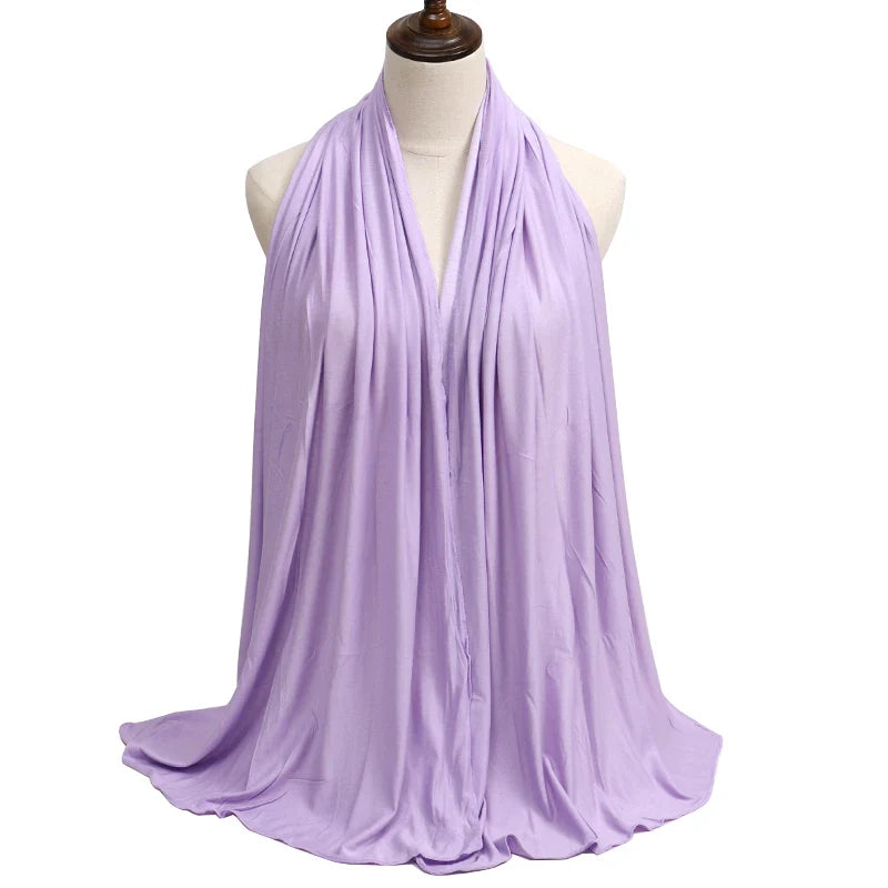 Women's Modal Cotton Jersey Hijab - Soft Solid Color Muslim Headscarf for Ramadan & Everyday Wear
