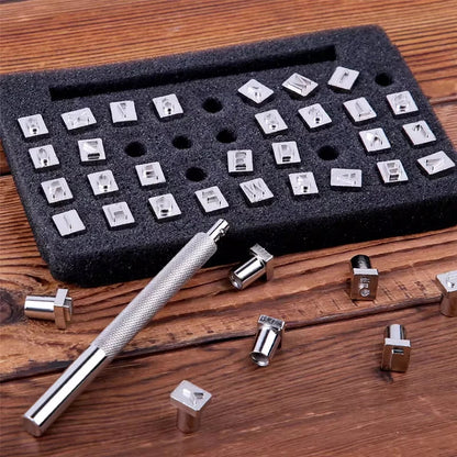 36PCS Leather Alphabet & Number Stamp Set – Stainless Steel DIY Carving Tool for Personalized Leather Craft & Embossing Seal