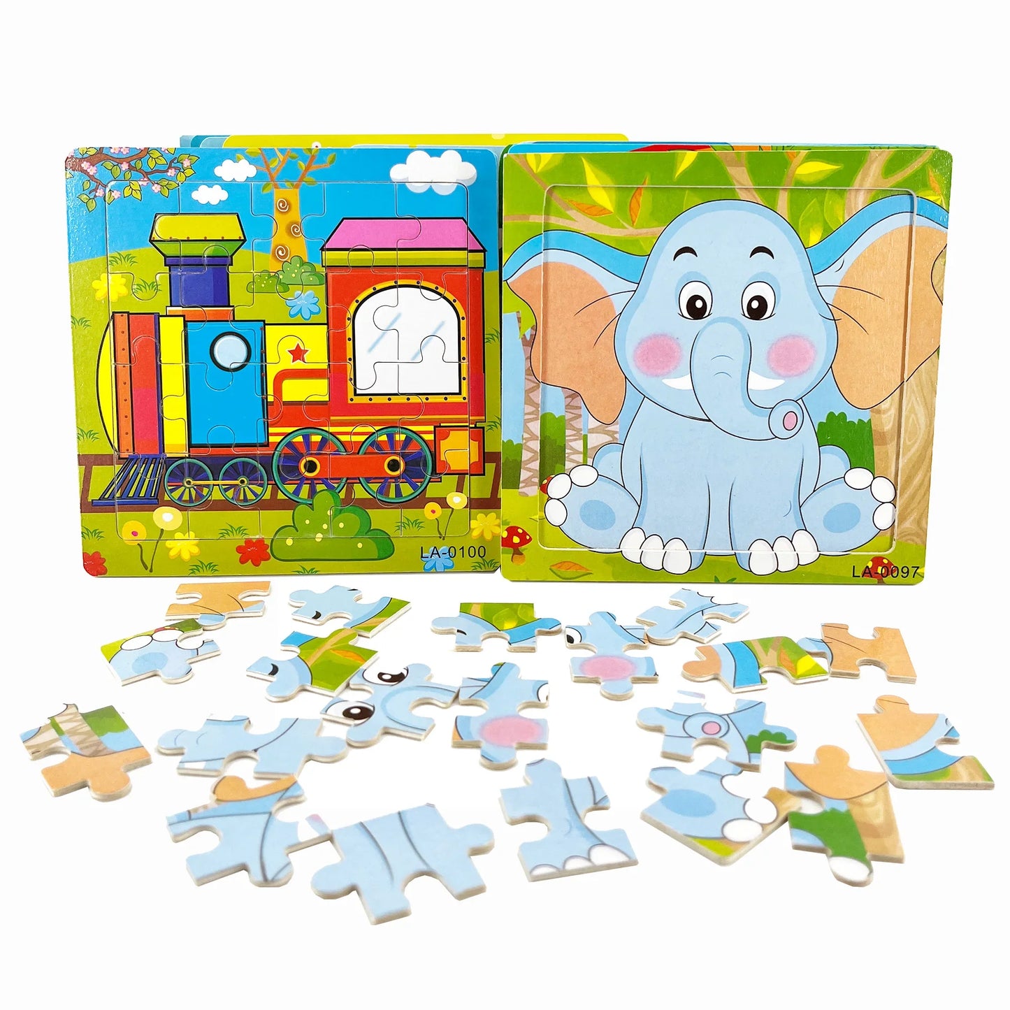 14.7cm Wooden Jigsaw Puzzle – Transportation & Marine Animal Educational Toy for Kids