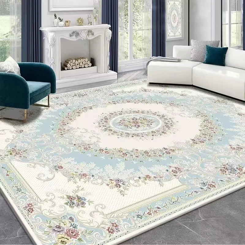 French Retro Persian Crystal Velvet Rug - Non-Slip Large Area Carpet for Living Room, Bedroom & Sofa