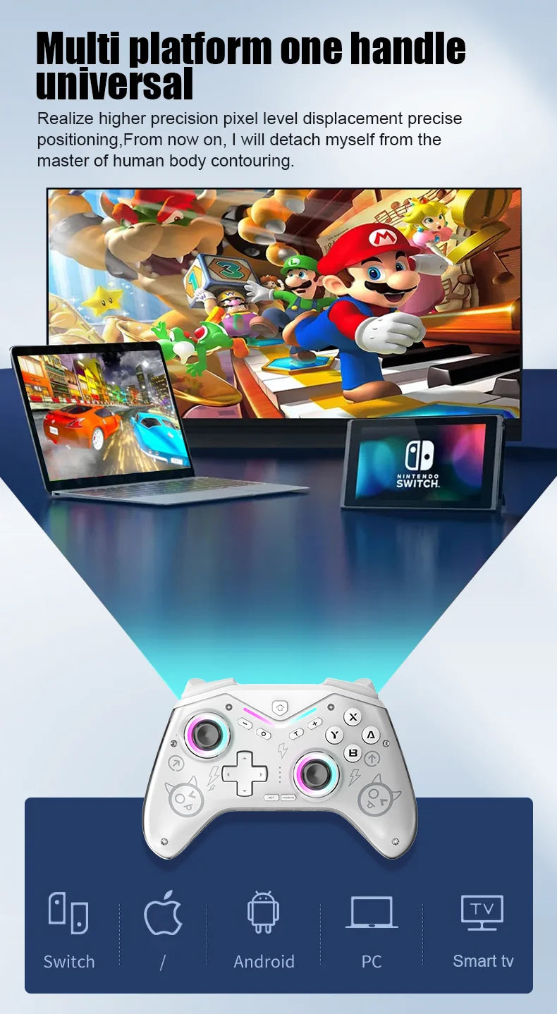 CM-619 Wireless Game Controller — Dual Motor, Dazzling Light, Compatible with iOS, Android & PC