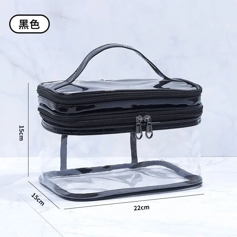 Korean Transparent Makeup Bag – Large Capacity Waterproof Toiletry Bag with Dry & Wet Separation, Portable Travel Cosmetic Storage
