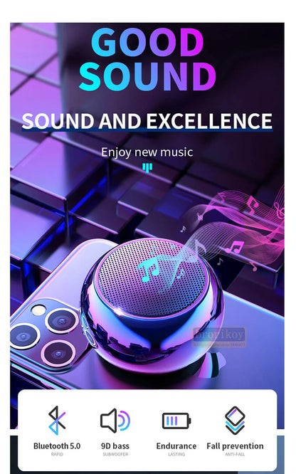 Metal Mini Wireless Bluetooth Speaker — HiFi Portable Subwoofer with Super Bass Stereo for Mobile, PC & Music Playback