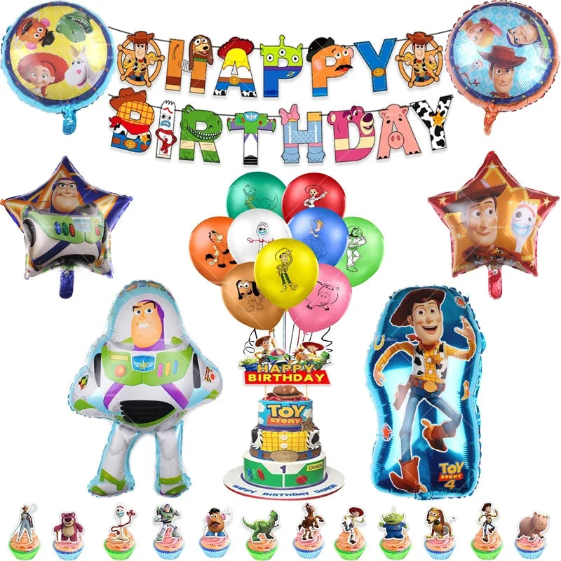 Disney Buzz Lightyear Foil Balloon – Toy Story Latex Party Decoration & Cake Topper for Kids