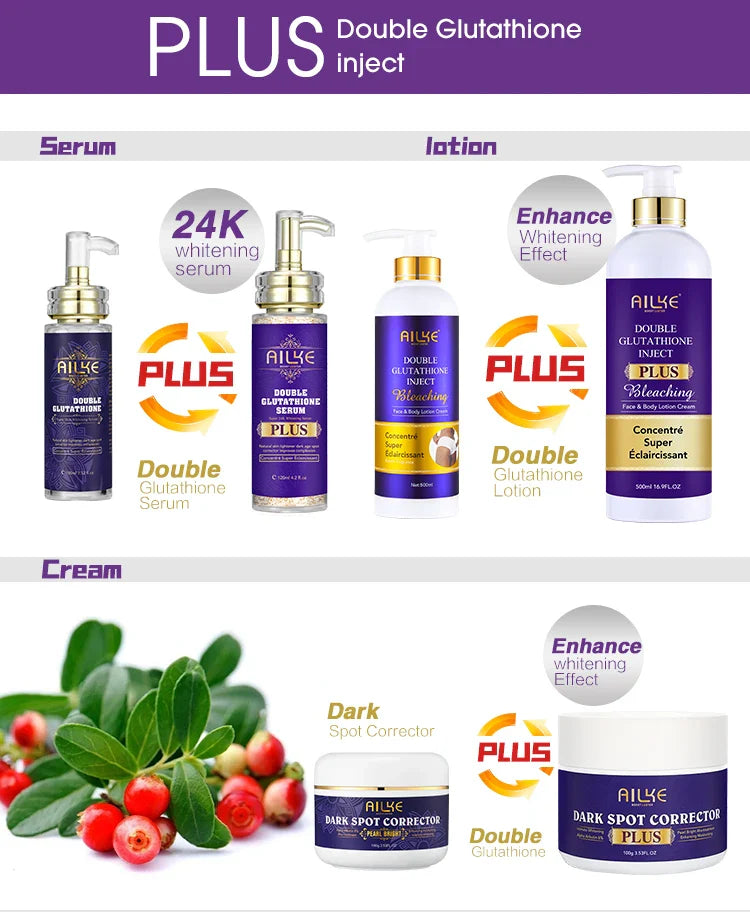 AILKE Glutathione Lightening Body Lotion – Moisturizing & Hydrating for Even Skin Tone and Dark Spot Improvement