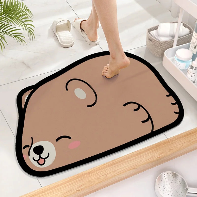 Cute Diatom Super Absorbent Bathroom Mat – Cartoon Non-Slip Mud Toilet Pad, Quick-Drying Floor Mat