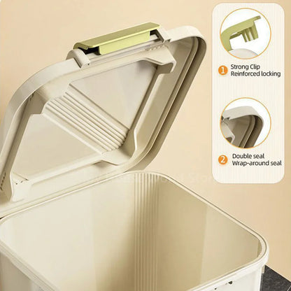 10KG Rice Storage Container - Sealed Cereal Dispenser with Buckle, Insect-Proof Grain & Pet Food Organizer
