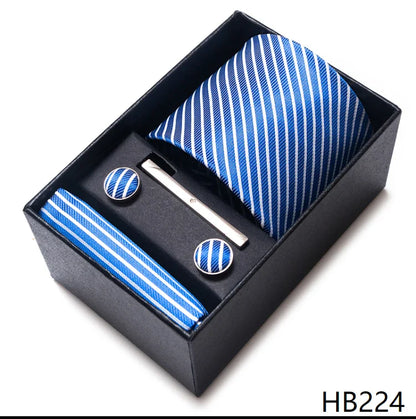 Men’s Tie and Pocket Square Gift Set – 2023 Mixed Colors Paisley Necktie in Box, Wedding Suit Accessory