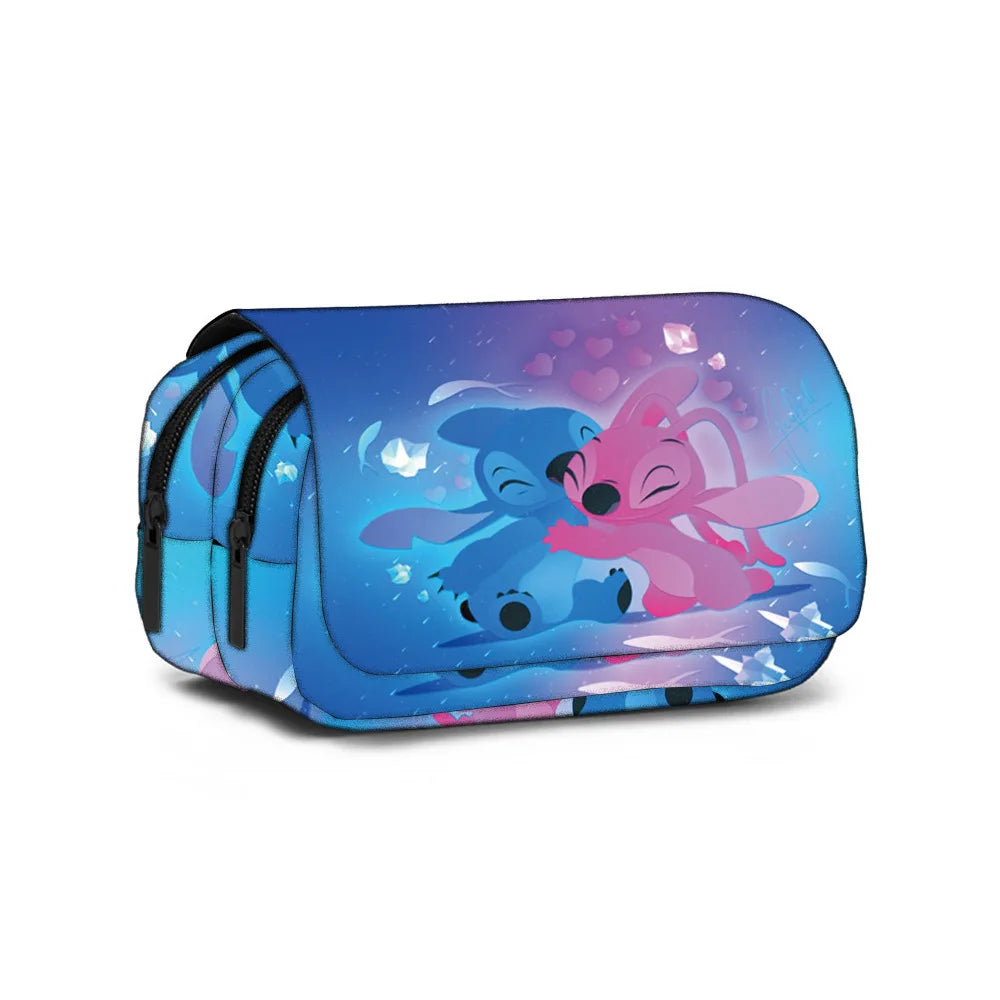 Stitch Fully Printed Flap Pencil Case – Kawaii Anime Stationery Box for School Girls
