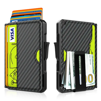 Men’s Slim Leather Wallet – RFID Blocking Bifold with Money Clip and Credit Card Slots
