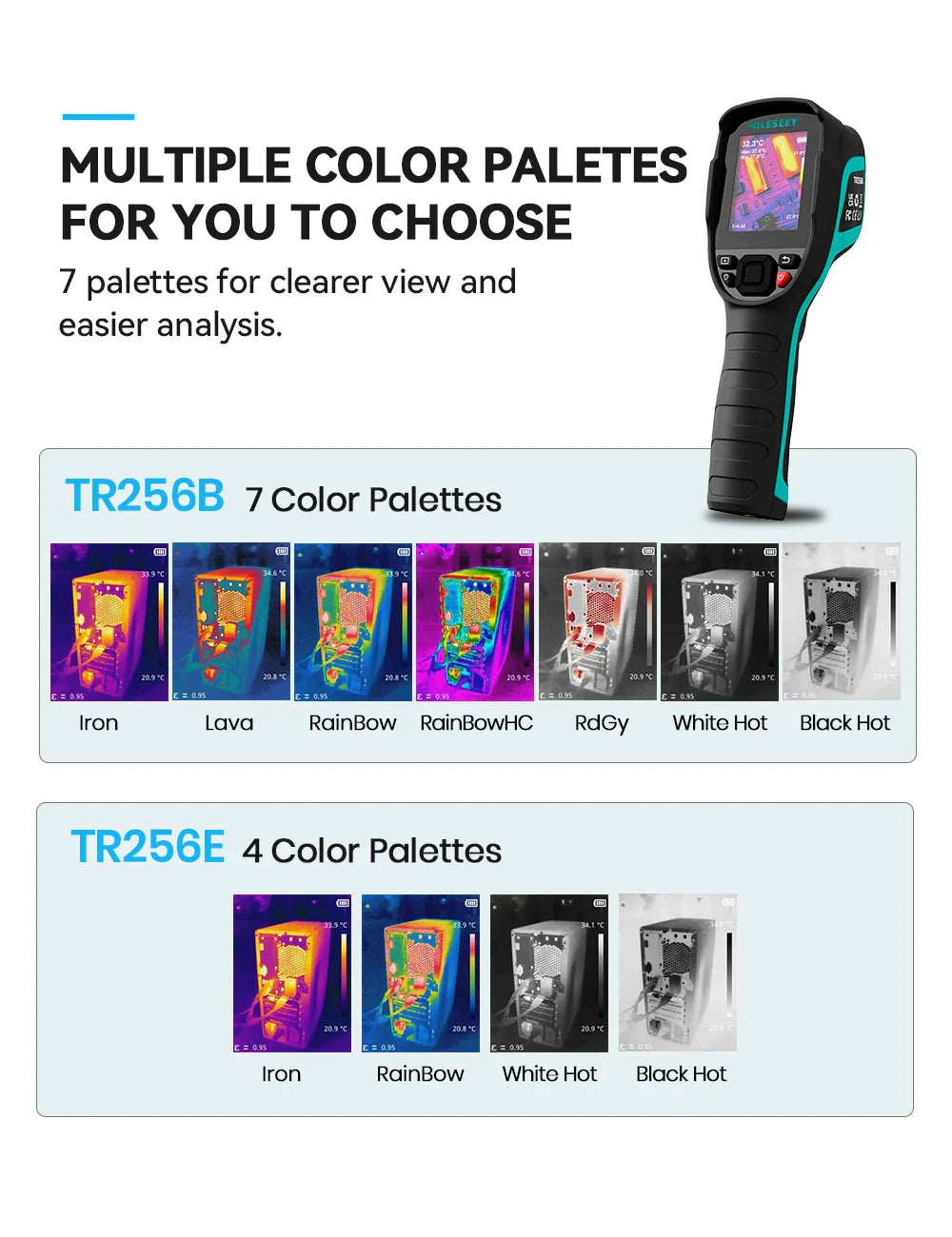 EMILESEEY TR256E/B Thermal Imager Camera 256x192 - Infrared Temperature Meter for PCB and Pipeline Repair Detection