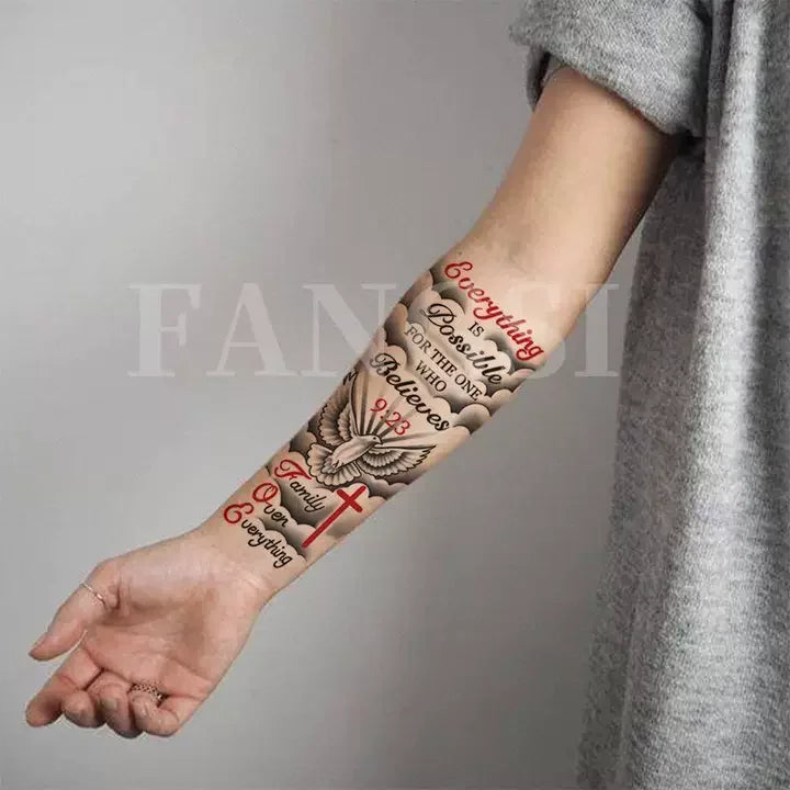 Anything Is Possible Temporary Tattoo - Waterproof Inspirational Letter Body Art Sticker for Men